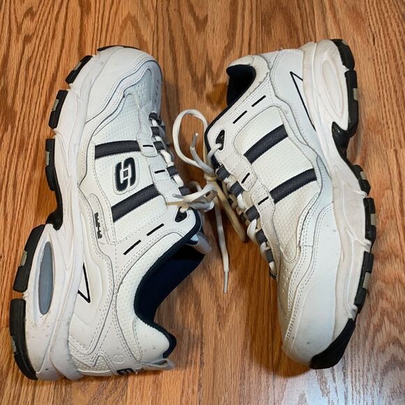 Men’s Skechers Sport White Leather Running Shoe Sneakers, walking, 11 - Picture 3 of 8